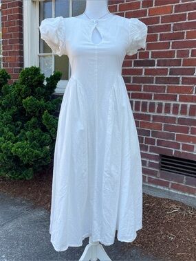 White Cotton Cottagecore Boho Midi Dress